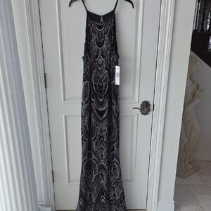 Elegant Black and Silver Evening Gown